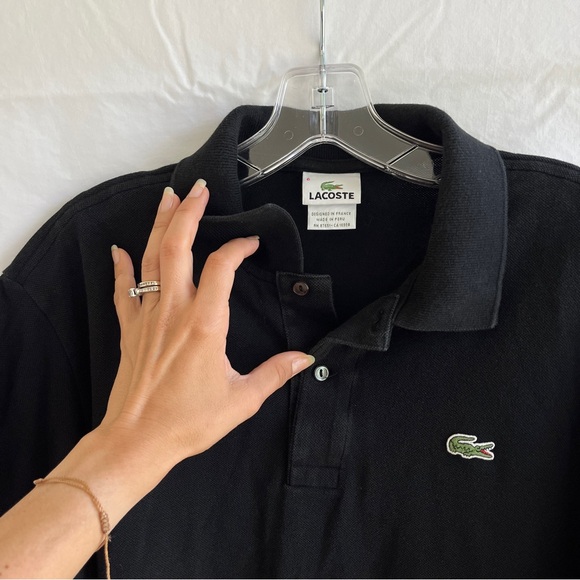 Lacoste Men's L. 12.12 HEATHERED PETIT PIQUÉ COTTON POLO black size XL - Picture 2 of 7
